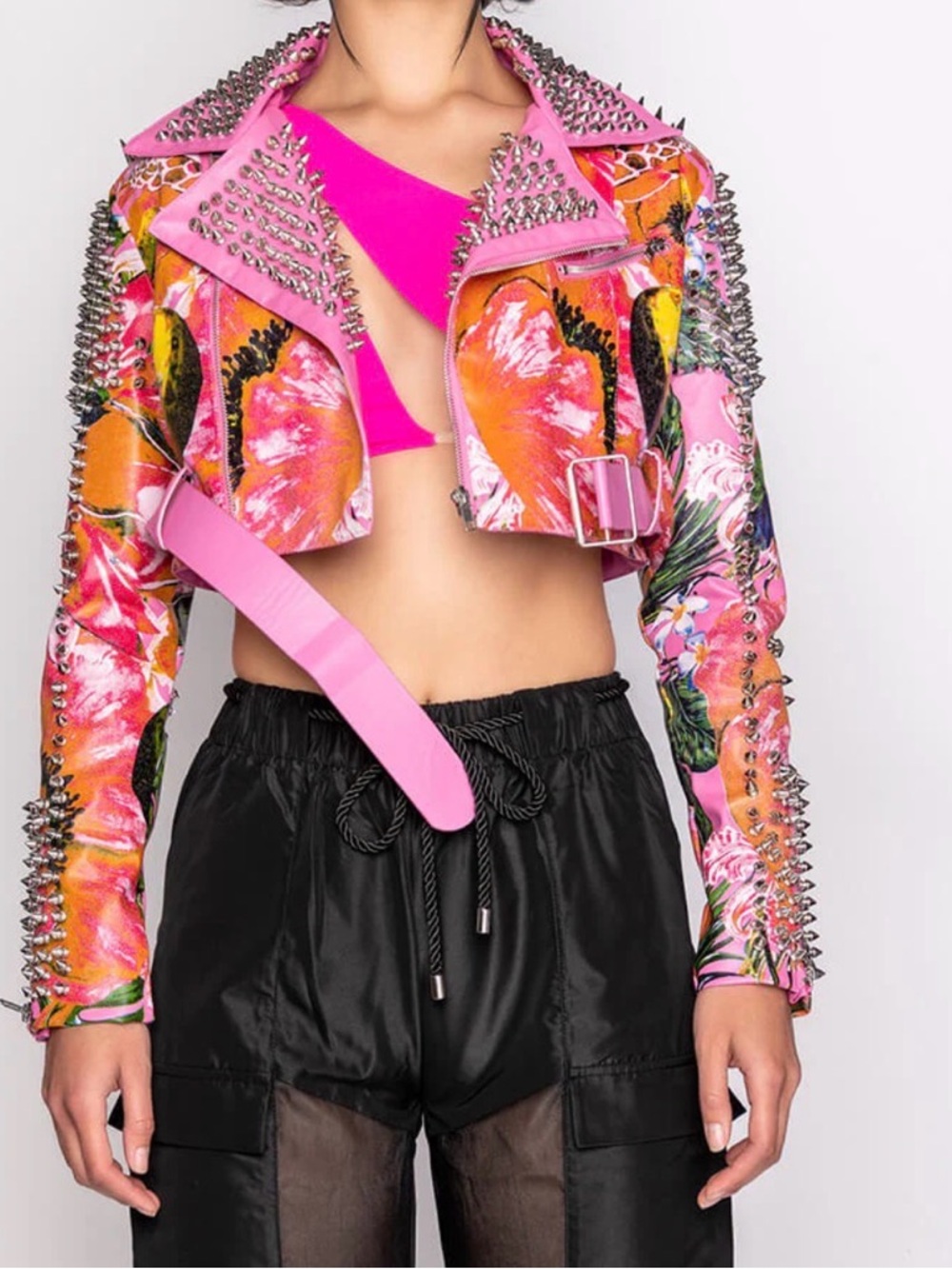 Azalea Wang Spring Fever Floral Moto Jacket NWT Size Large - Picture 5 of 11